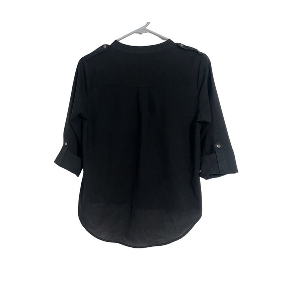 Chocolate U.S.A Woman’s Black Sheer Button- Down Blouse - Picture 2 of 6